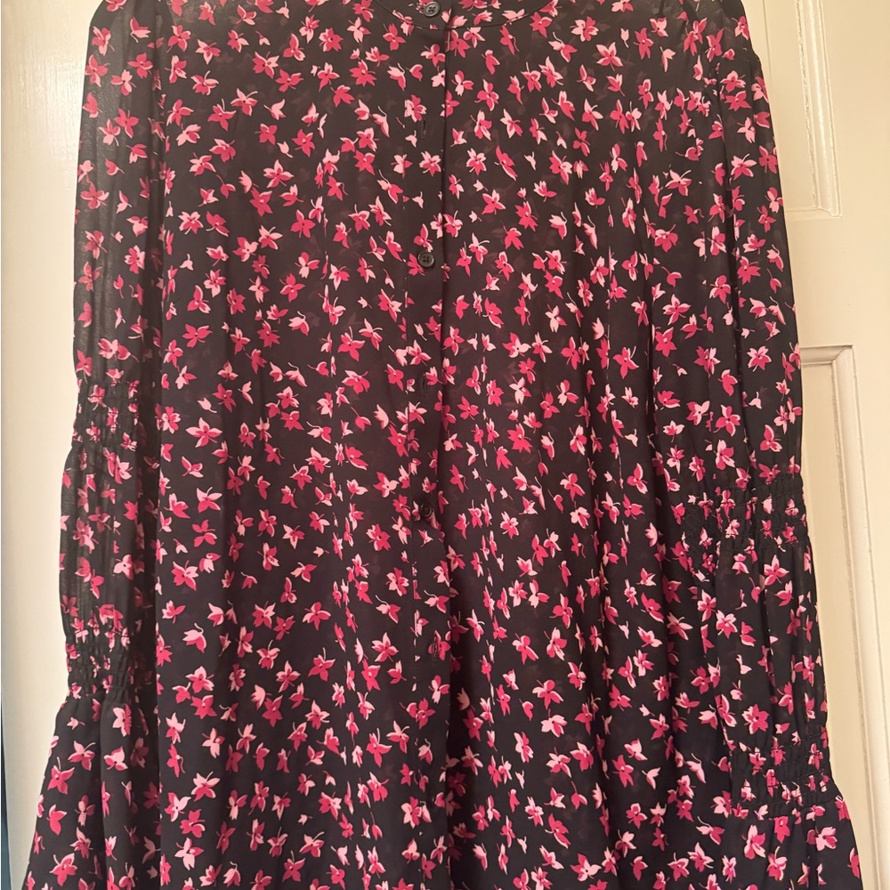 MICHAEL Michael Kors Black and Pink Floral A-Line Skirt